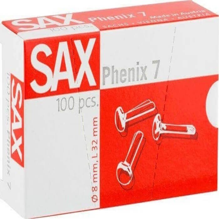 Sax Roundheaded Paper Fasteners 7mm Phenix 7