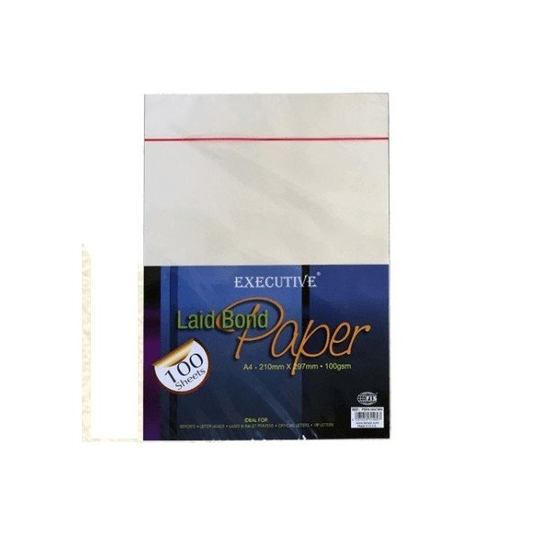 FIS A4 100gsm Executive Laid Bond Paper - Camelle White (pkt/100s)