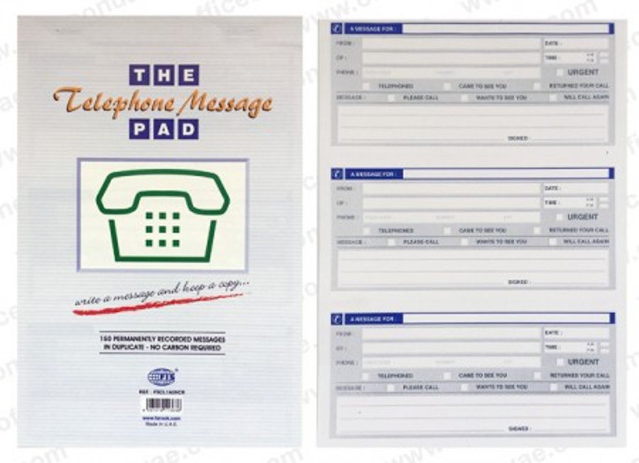 FIS The Telephone Message Pad for 150 messages in duplicate