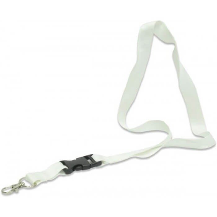 FSNAPWH Lanyard With Metal Hook & Plastic Buckle White